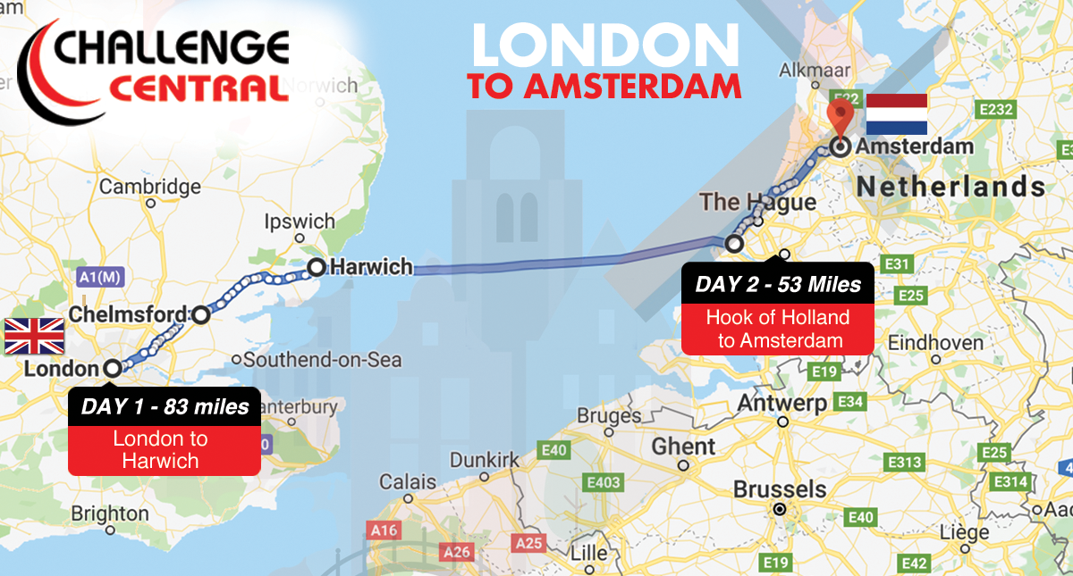 London to Amsterdam Cycle Graphic